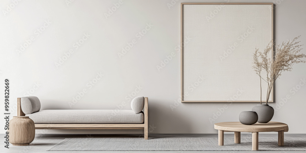 Minimalist living room interiors in neutral tones with natural lighting and elegant decor. Luxury interior design composition Minimalist living room interiors in neutral tones with natural lighting and elegant decor. Luxury interior design composition