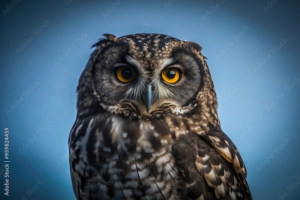 Obraz premium Black Owl in Black Background