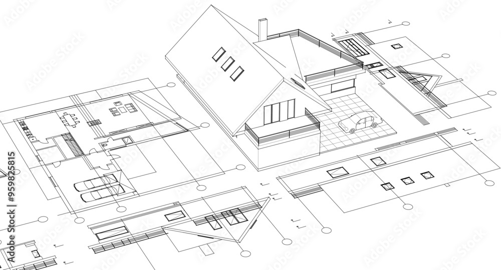 house traditional architecture plan 3d illustration house traditional architecture plan 3d illustration