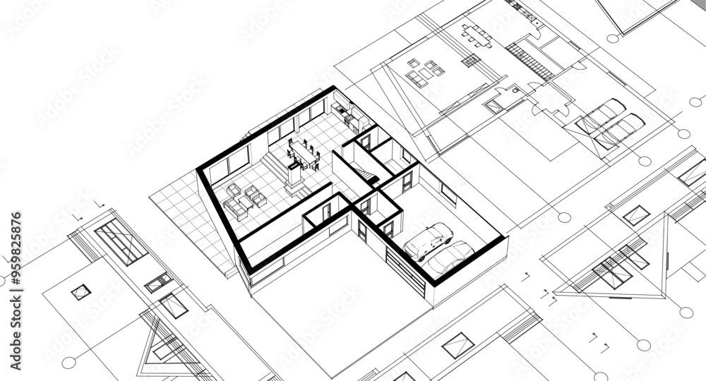 house traditional architecture plan 3d illustration house traditional architecture plan 3d illustration