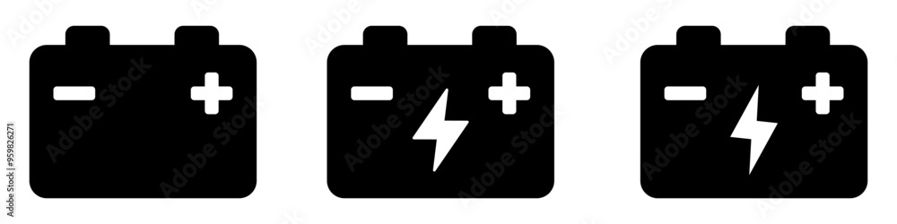 Car battery icon. Car accumulator icon. Auto battery symbols. Car battery icon. Car accumulator icon. Auto battery symbols.