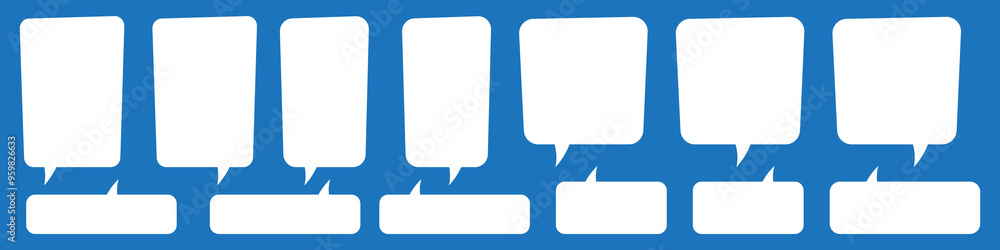 Blank empty speech bubbles. Speak bubble balloon, cartoon chatting box, message box. Blank empty speech bubbles. Speak bubble balloon, cartoon chatting box, message box.