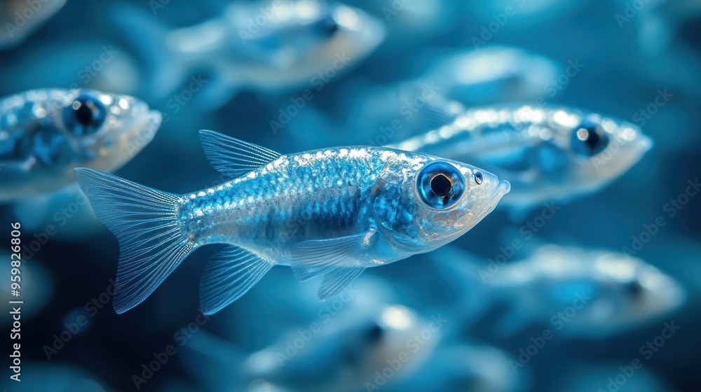 Fototapeta premium School of Fish in Blue Water