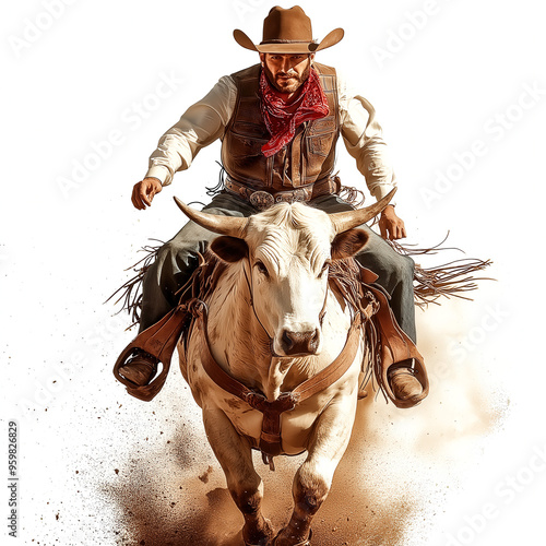 Bull Riding Isolated