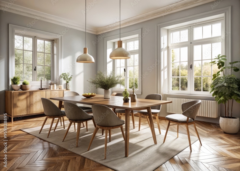 Clean lines and minimal ornamentation define the contemporary Danish dining room, where natural light pours in through Clean lines and minimal ornamentation define the contemporary Danish dining room, where natural light pours in through