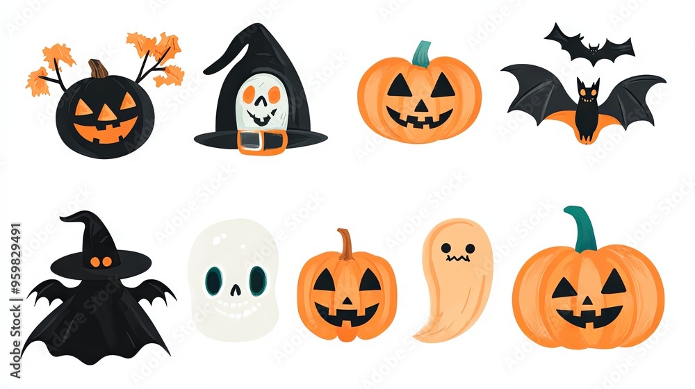 Halloween Pumpkins Ghosts Bats and Skeletons Halloween Pumpkins Ghosts Bats and Skeletons