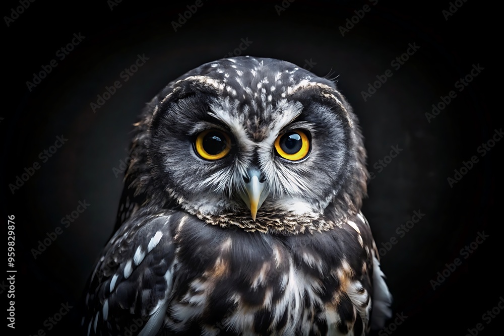 Obraz premium Black Owl in Black Background