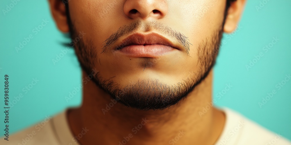 A studio close-up portrait of a young Indian or Pakistani man wearing a casual t-shirt, with a colourful background. A studio close-up portrait of a young Indian or Pakistani man wearing a casual t-shirt, with a colourful background.