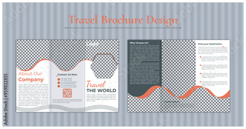 Modern Clinic, Healthcare, Medical Trifold Brochure Template. Business Brochure with Polygon Elements, Medical Brochure Layout. Gym - Hotel - Travel Brochure Design..