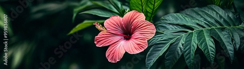 Solitary Hibiscus in a Tropical Flower Garden Minimal