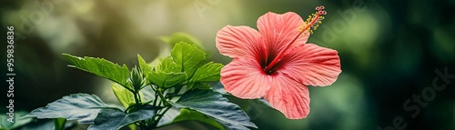 Solitary Hibiscus in a Tropical Flower Garden Minimal