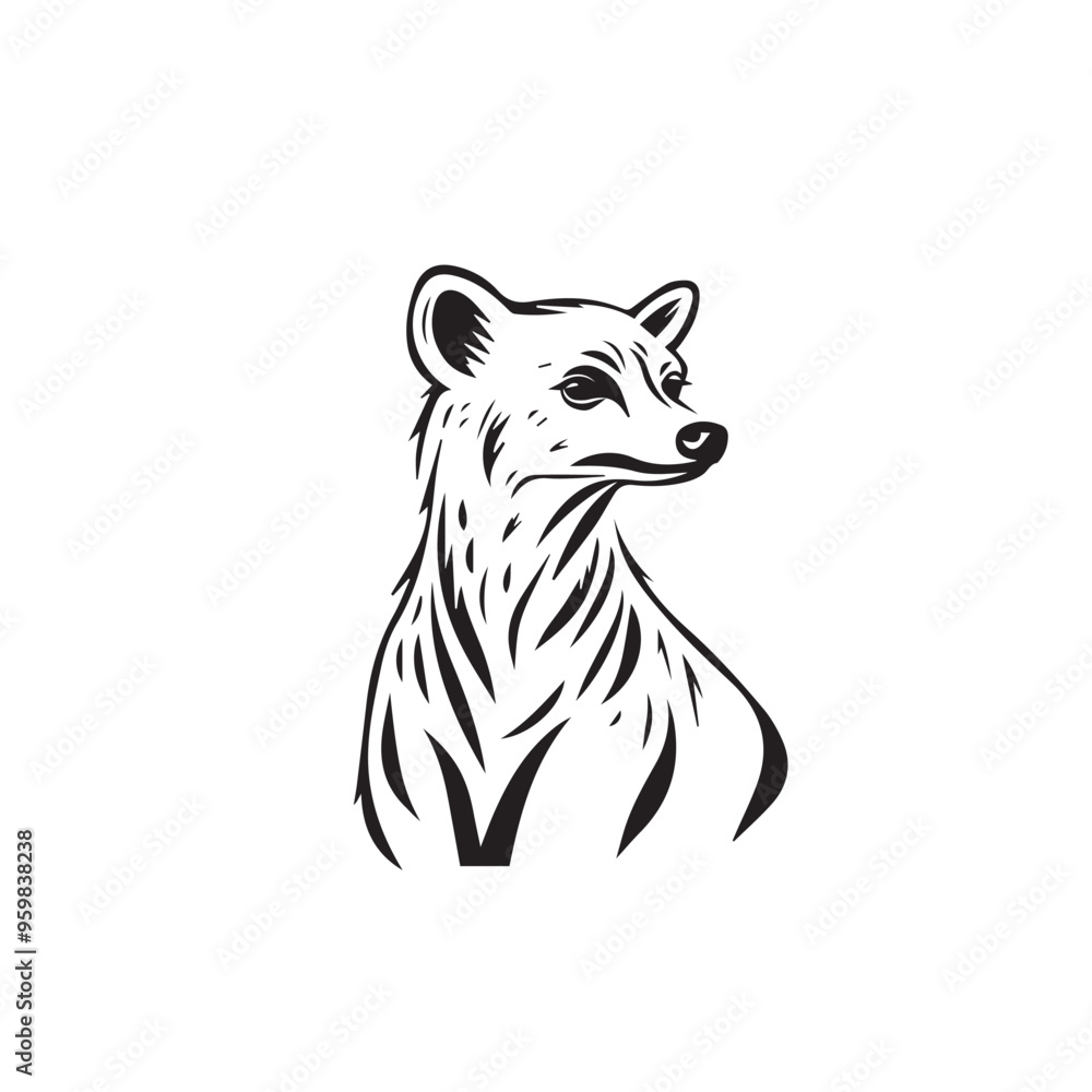 Fototapeta premium Hyena in cartoon, doodle style . Image for t-shirt, web, mobile apps and ui. Isolated 2d vector illustration in logo, icon, sketch style, Eps 10, black and white. AI Generative
