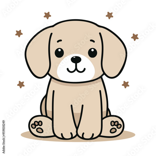 Cute kawaii dog vector cartoon flat style illustration