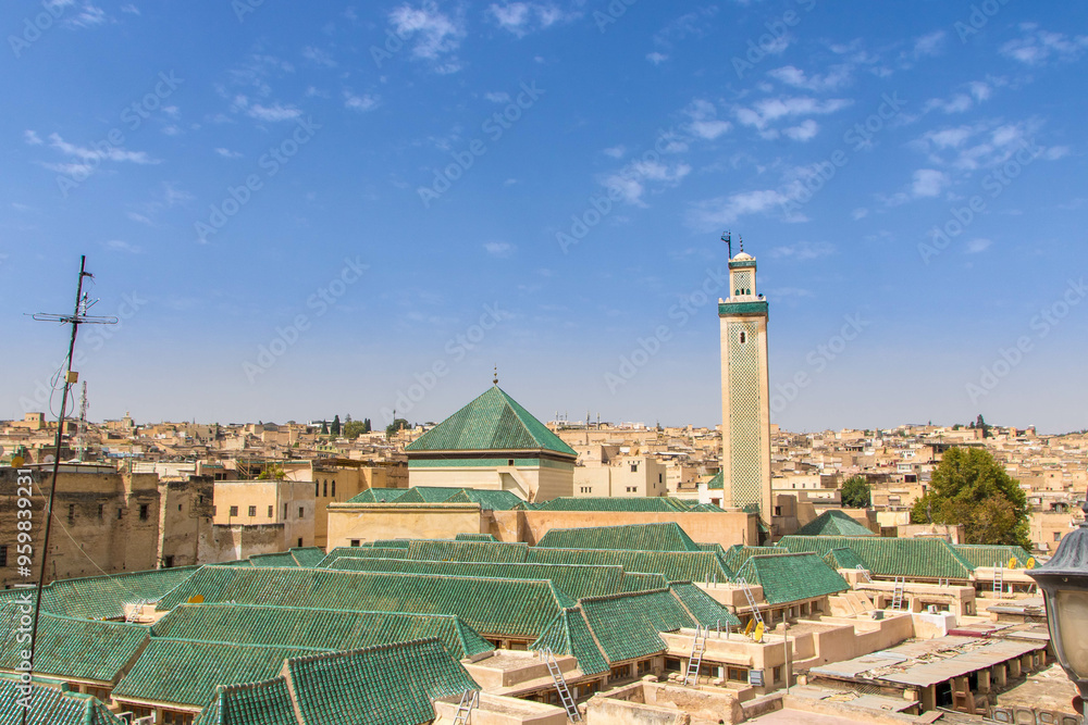 view of the Mediaa and mosque at Fes