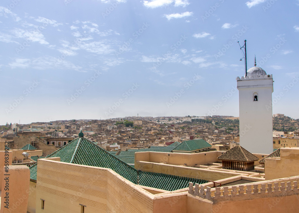 view of the Mediaa and mosque at Fes