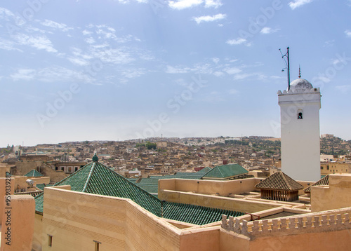 Obraz na płótnie view of the Mediaa and mosque at Fes w salonie