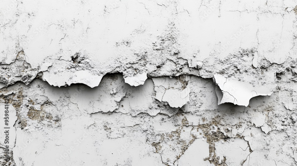 Obraz premium White Cracked Wall Texture Weathered Surface Background