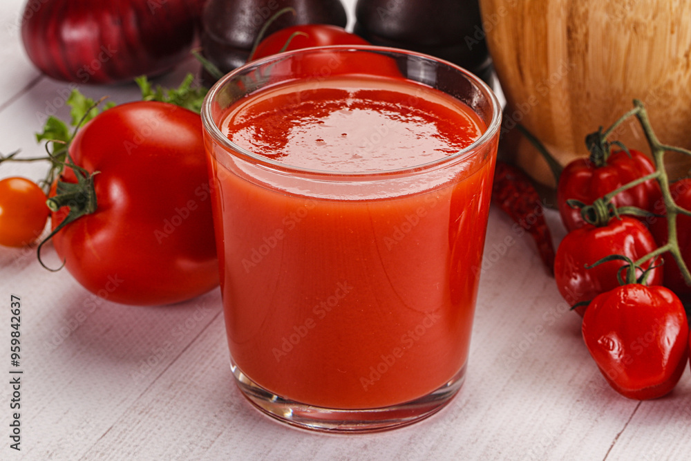 Fresh Tomato juice in the glass Fresh Tomato juice in the glass