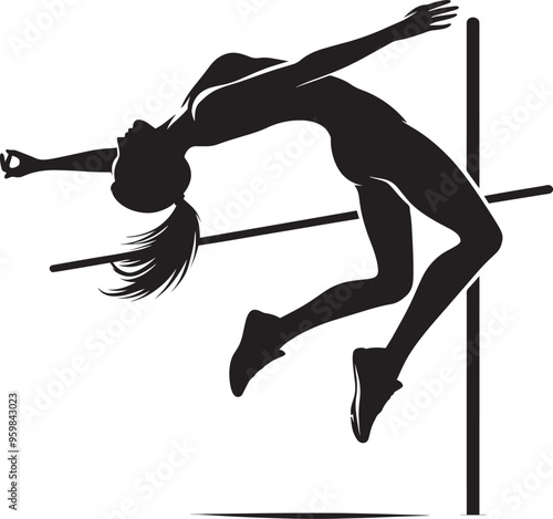 A person doing Pole vault silhouette vector illustration isolated on a white background