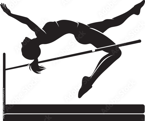 A person doing Pole vault silhouette vector illustration isolated on a white background