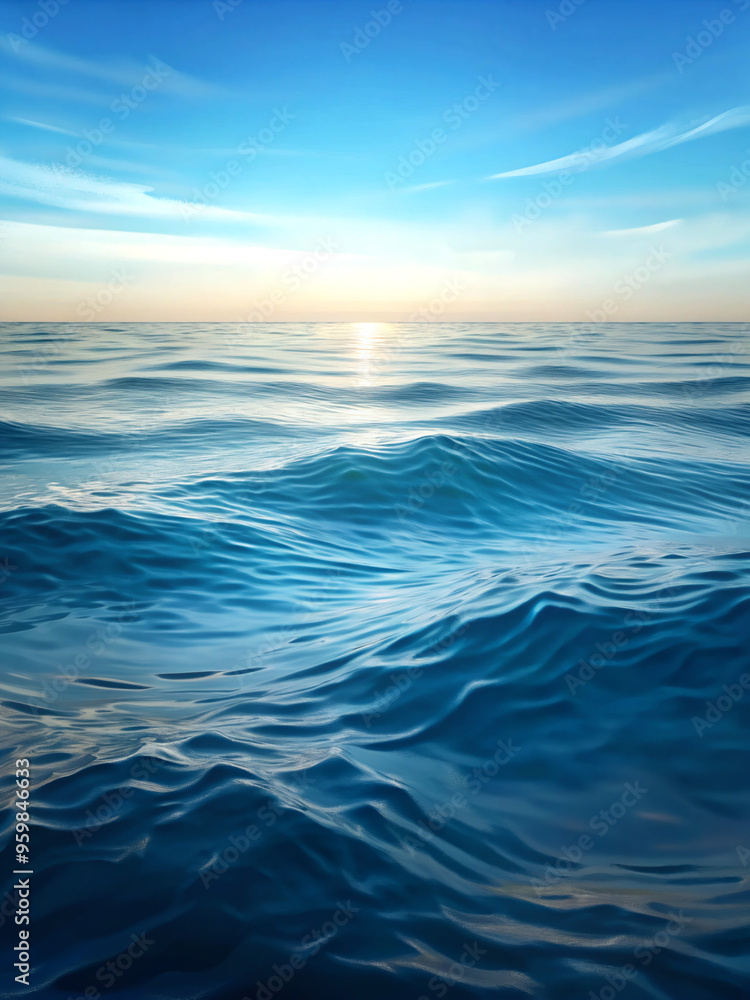 Obraz premium blue sky and seasea, sky, water, ocean, nature, wave, horizon, sun, cloud, landscape, summer, beach, blue, abstract, sunset, seascape, clouds, reflection, waves, beauty, travel, sunrise, beautiful, ri