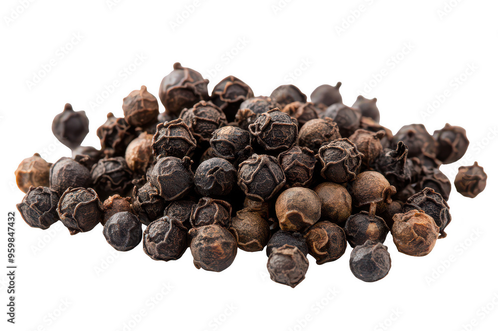 A bunch of black peppercorns on a transparent background A bunch of black peppercorns on a transparent background