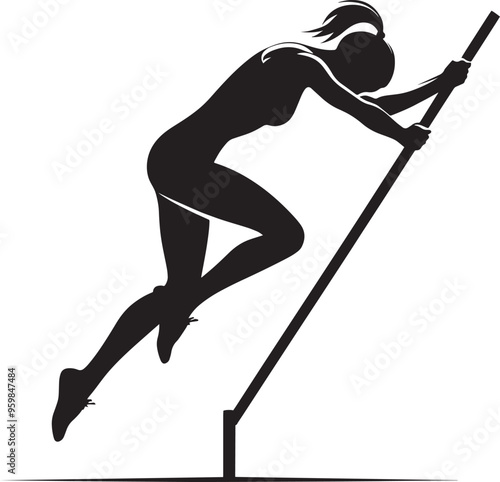 A person doing Pole vault silhouette vector illustration isolated on a white background