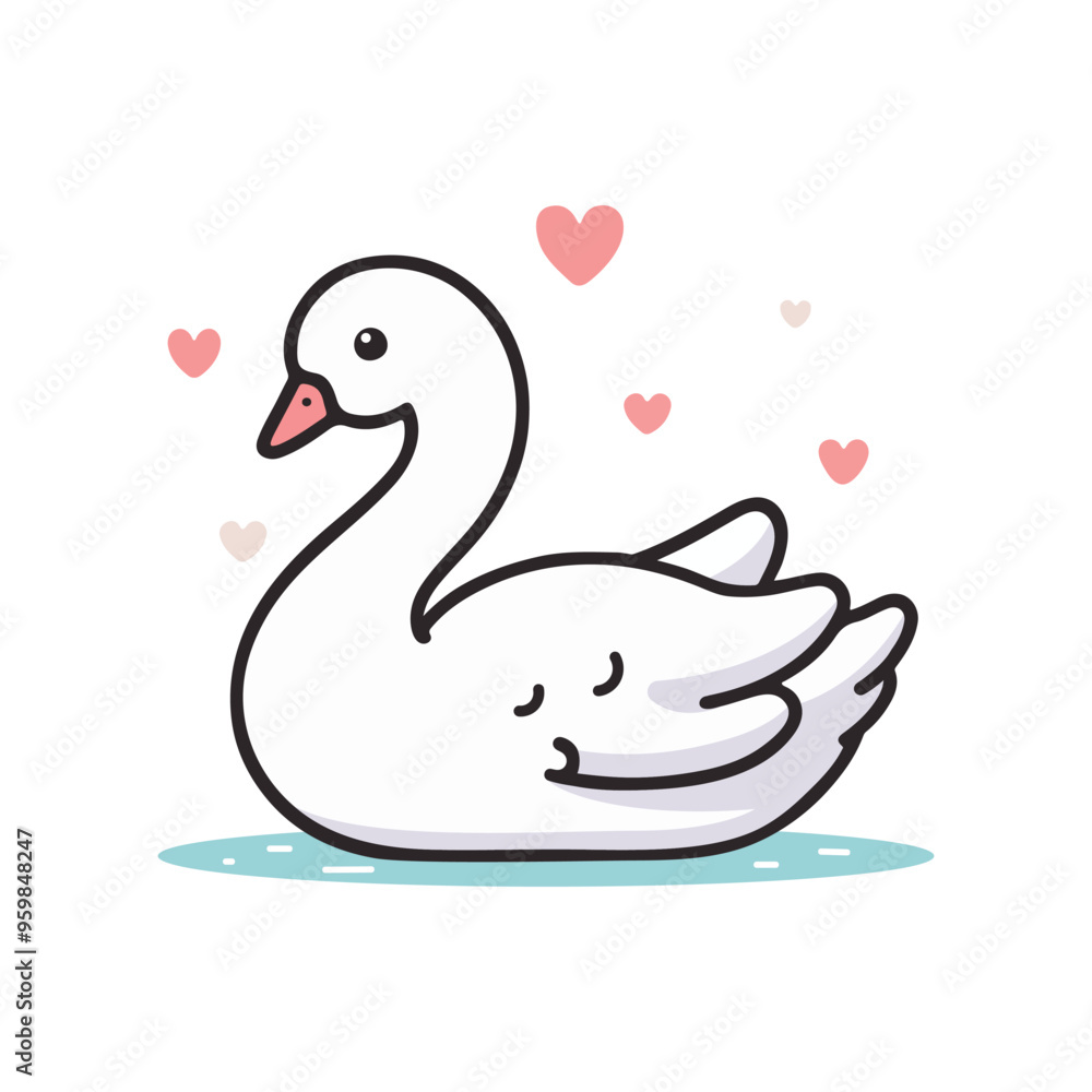 Adorable Kawaii Swan Character with a Fun and Playful Style Vector Illustration Adorable Kawaii Swan Character with a Fun and Playful Style Vector Illustration