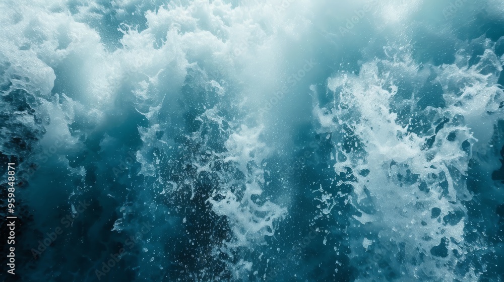A powerful ocean wave captured in motion, with foamy spray and dynamic movement. This image conveys the raw energy and beauty of the sea, making it ideal for use in nature magazines, environmental A powerful ocean wave captured in motion, with foamy spray and dynamic movement. This image conveys the raw energy and beauty of the sea, making it ideal for use in nature magazines, environmental