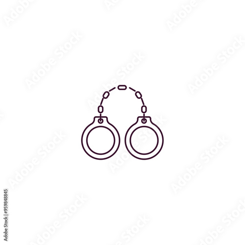 pair of handcuffs outline icon. Linear vector from army and military concept. Thin line pair of handcuffs icon isolated on white background