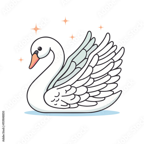 Adorable Kawaii Swan Character with a Fun and Playful Style Vector Illustration