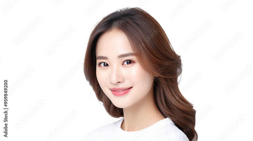 Asian beauty skincare woman touching skin on face on transparent background PNG. Asian beauty skincare woman touching skin on face on transparent background PNG.