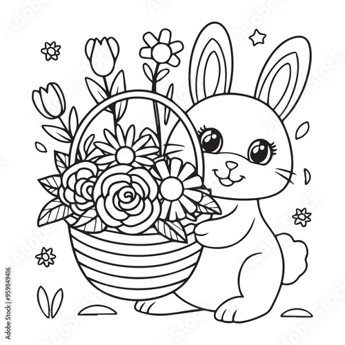 easter bunny with basket of eggs