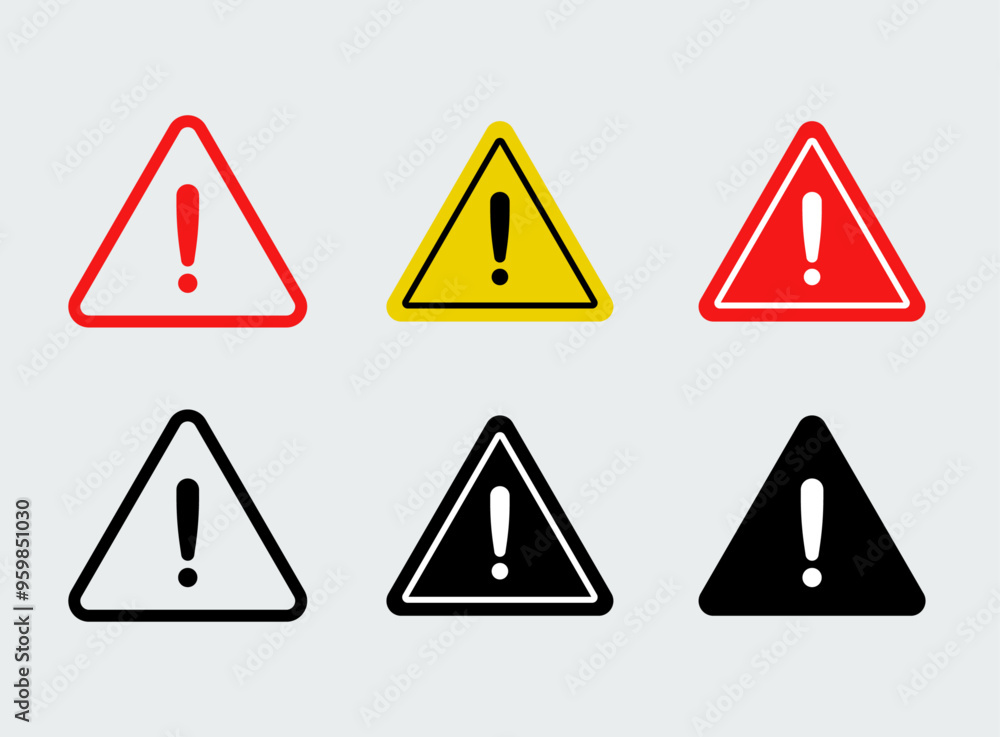 Danger or Warning sign design icon set stock illustration Danger or Warning sign design icon set stock illustration