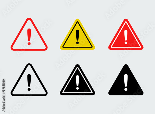 Danger or Warning sign design icon set stock illustration