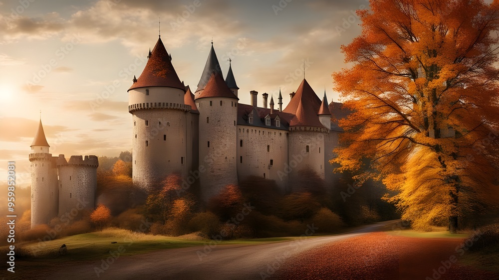 Obraz premium castle with autumn