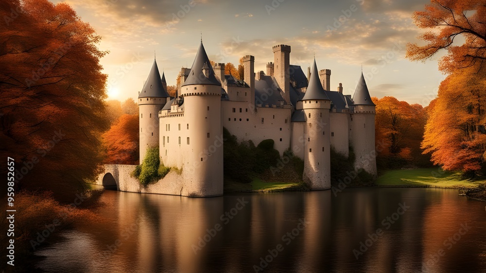 Obraz premium castle with autumn