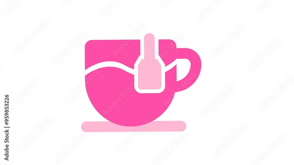 Pink teacup with teabag on saucer. Suitable for teathemed designs, kitchen products, afternoon tea promotions, and cozy aesthetic concepts. Pink teacup with teabag on saucer. Suitable for teathemed designs, kitchen products, afternoon tea promotions, and cozy aesthetic concepts.