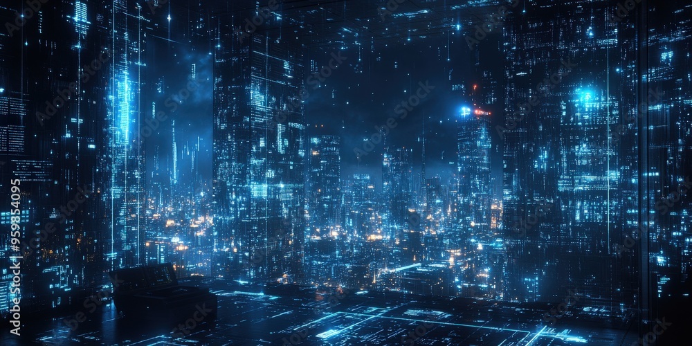 Obraz premium Futuristic Digital Background for Tech Processes and AI Concepts