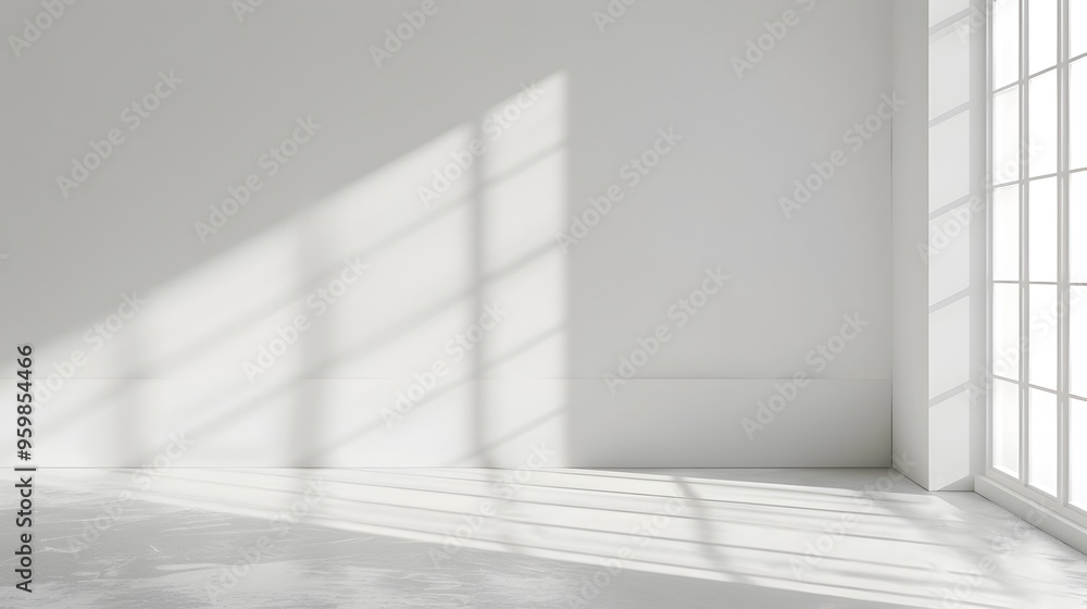 Fototapeta premium Minimalist White Wall with Soft Natural Lighting for Product Display and Mockup Background