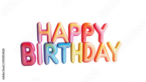 happy birthday text for a party, isolated, on transparent background