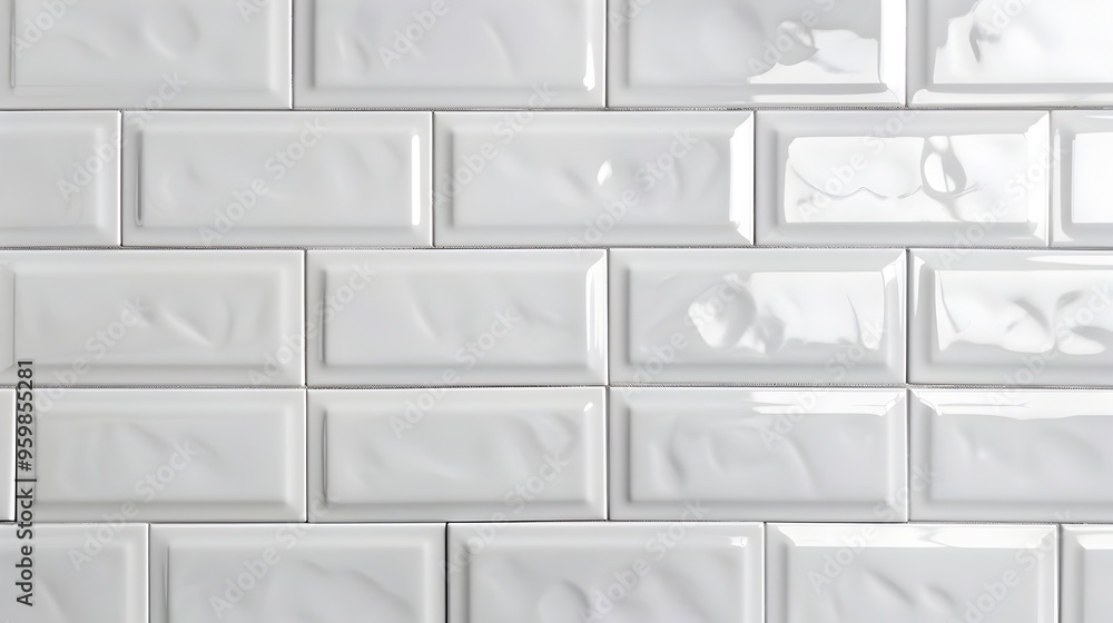 Glossy White Tile Pattern Ideal for Kitchen and Home Appliance Backgrounds Glossy White Tile Pattern Ideal for Kitchen and Home Appliance Backgrounds