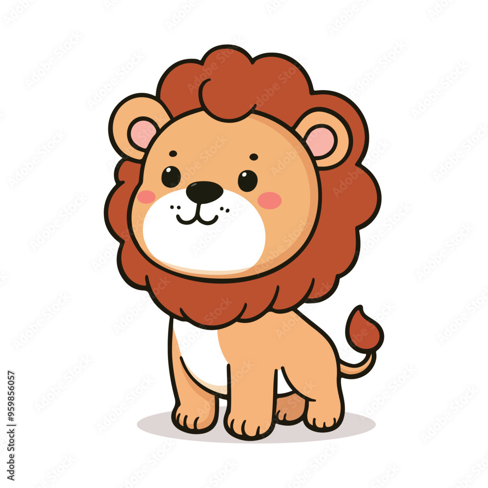 Adorable Kawaii Lion Character with a Fun and Playful Style Vector Illustration Adorable Kawaii Lion Character with a Fun and Playful Style Vector Illustration