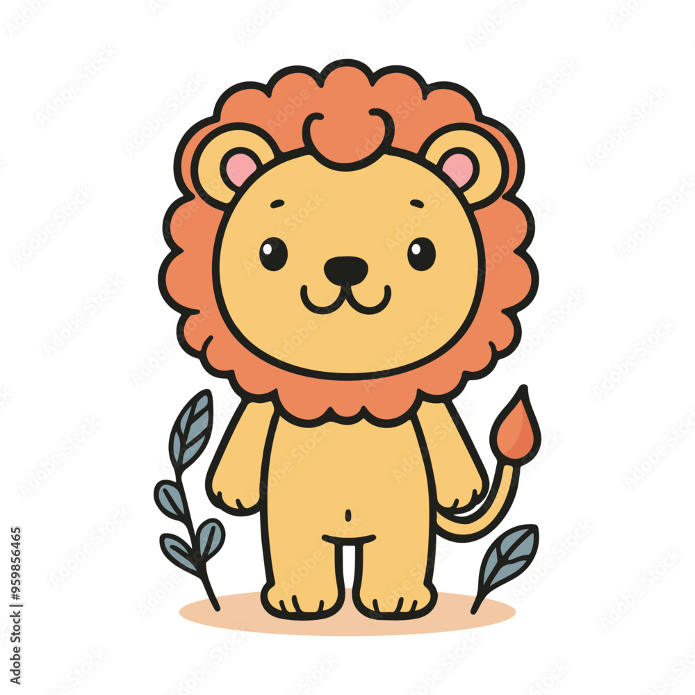 Adorable Kawaii Lion Character with a Fun and Playful Style Vector Illustration Adorable Kawaii Lion Character with a Fun and Playful Style Vector Illustration