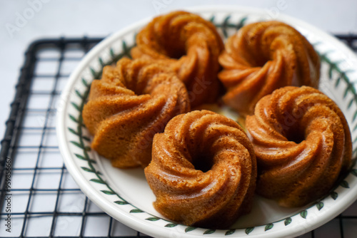 Bilde på lerret Steamed caramelized sweet and soft cake, locally known as Kuih Apam Gula Hangus