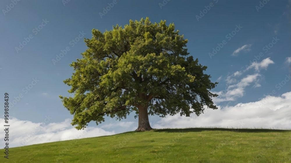 Tree on grassy hill isolated, white or transparent PNG Tree on grassy hill isolated, white or transparent PNG