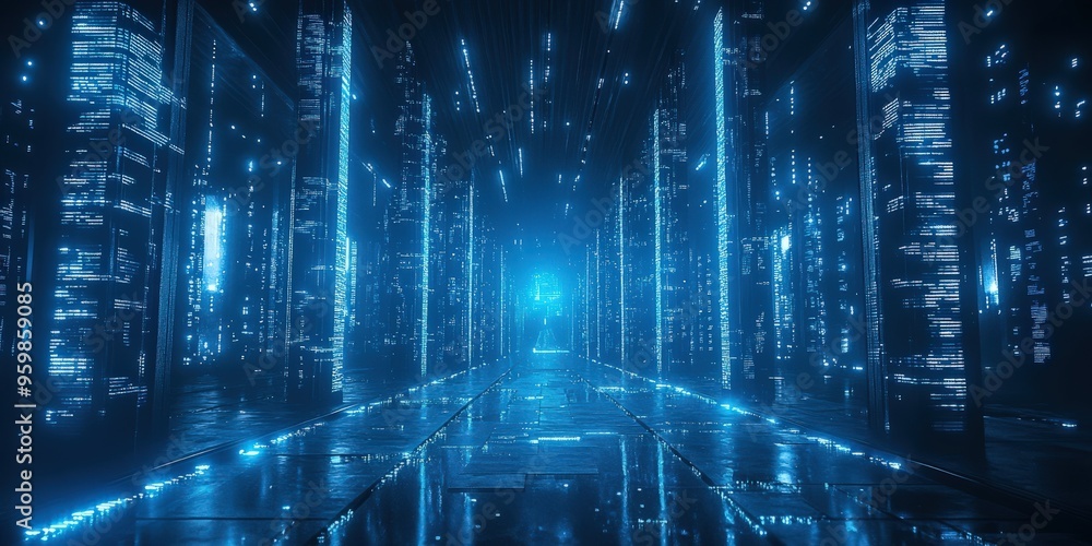 Fototapeta premium Futuristic Digital Background for Tech Processes and AI Concepts