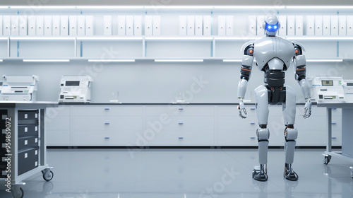 a robot works in lab