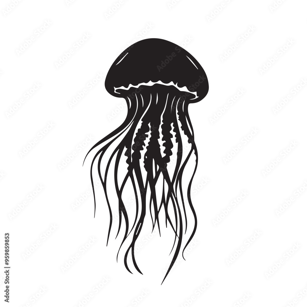 Jellyfish in cartoon, doodle style . Image for t-shirt, web, mobile apps and ui. Isolated 2d vector illustration in logo, icon, sketch style, Eps 10, black and white. AI Generative Jellyfish in cartoon, doodle style . Image for t-shirt, web, mobile apps and ui. Isolated 2d vector illustration in logo, icon, sketch style, Eps 10, black and white. AI Generative