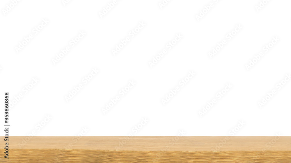 Wood table top or wooden empty shelf isolated on png background for product display. Kitchen countertop or wooden desk from front view. Wood table top or wooden empty shelf isolated on png background for product display. Kitchen countertop or wooden desk from front view.